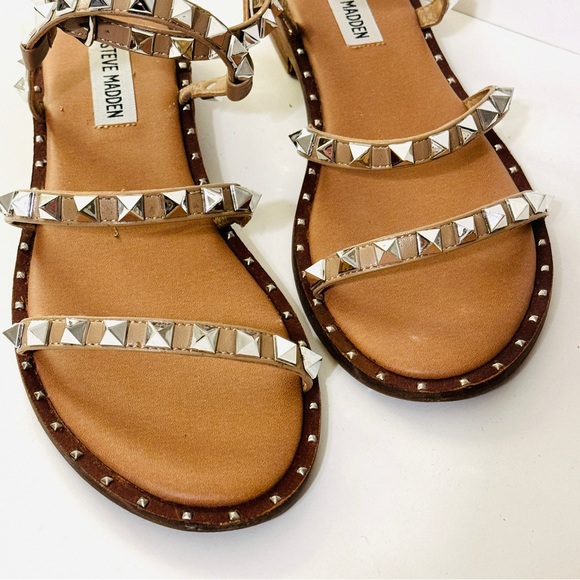 Steve Madden Silver Studded Brown Sandals - Picture 3 of 15